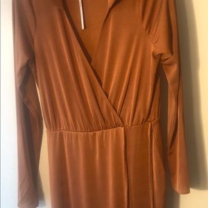 Slinky brown Long sleeve wrap dress